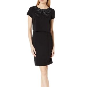 Adrianna Papell Embellished Popover Sheath Dress Women's 2 Minimalist Office NWT